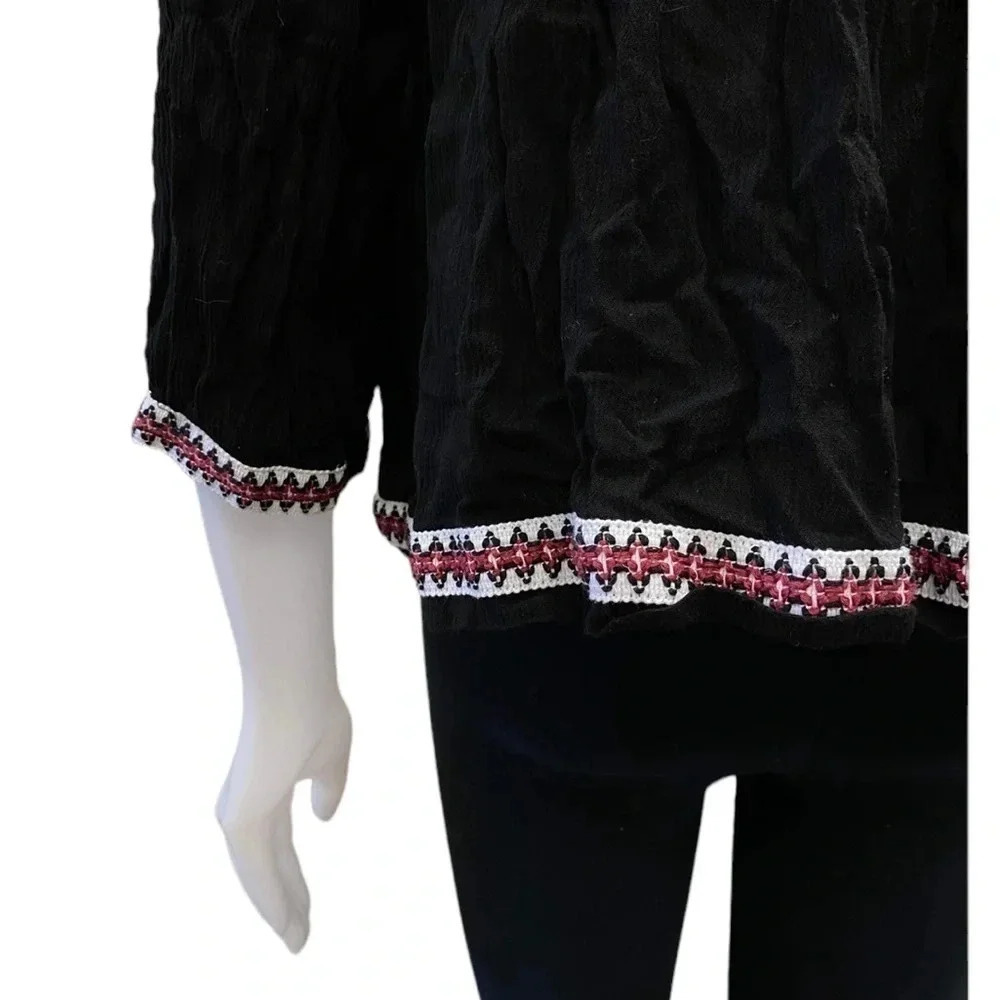 Love & Legend Open Tassel Tie Black Boho Top Size 20 - Picture 5 of 9